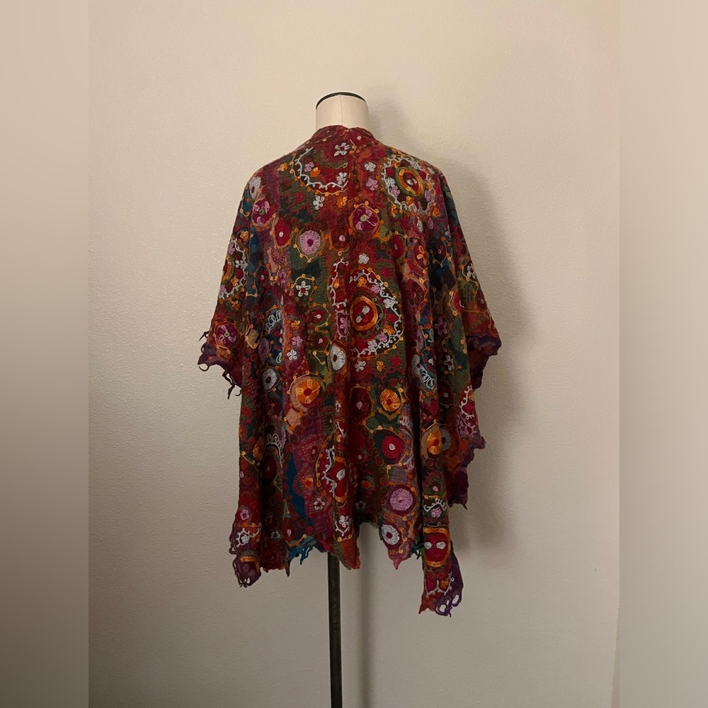 Pinto Ranch Anu Multi-Colored Ruana Wool Wrap - Picture 4 of 6